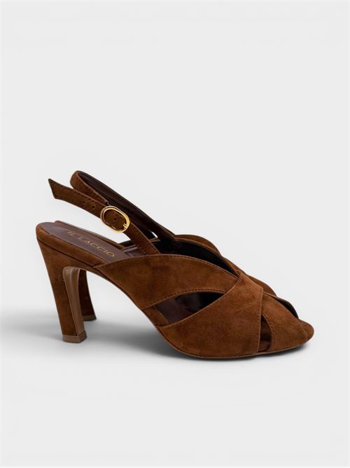 Sandali in suede cuoio con tacco IL LACCIO | 1453CAMOSCIO CHOCO